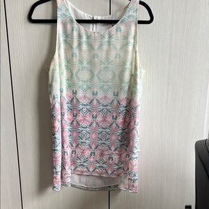 CAbi Green and Pink Sleeveless Tank Top